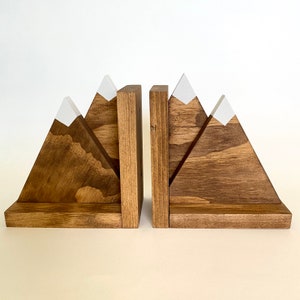 Mountain Bookends, Shelf Decor, Nursery Decor, Kids Room, Wooden Bookends, Book ends, Nature decor image 5