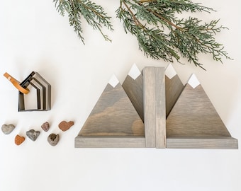 Handmade Mountain Bookends: Woodland Nursery Decor
