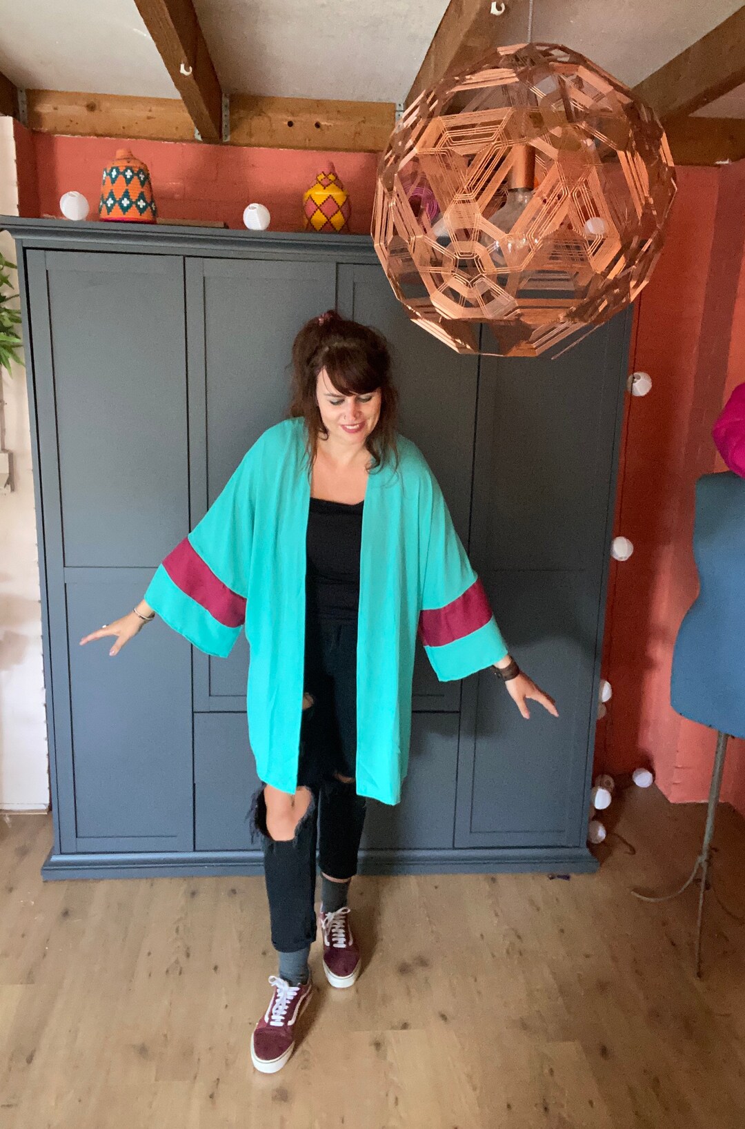 Turquoise Beach Robe Summer Kimonofestival Robe Colorful Etsy