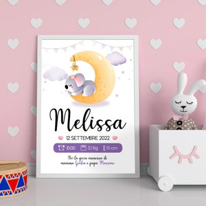 Quadretto Nascita Pdf digitale, regalo nascita, poster ricordo, stampabile, printable, girl, birth announcement poster, gift idea print