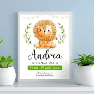Quadretto Nascita Pdf digitale, regalo nascita, poster ricordo, stampabile, printable, baby boy, birth announcement poster, gift idea print