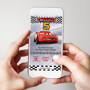 INVITO DIGITALE compleanno CARS - festa tema cars - invito digitale saetta McQueen -  invito festa WhatsApp, email e social - Saetta McQueen