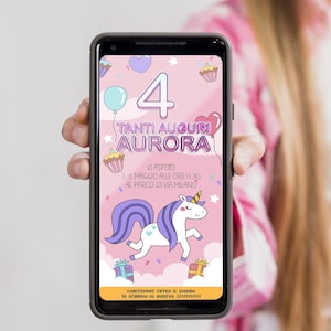 INVITO digitale compleanno UNICORNO - festa tema unicorno - invito festa unicorno -  invito festa WhatsApp, email e social - unicorn party
