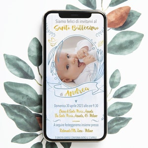 INVITO digitale BATTESIMO - invito per festa di Battesimo - invito Battesimo per WhatsApp, email e social - invito Santo Battesimo bambino