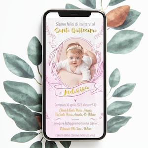 INVITO digitale BATTESIMO orsetta - invito per festa di Battesimo - invito Battesimo per WhatsApp, email e social - invito con foto