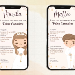 INVITO digitale PRIMA COMUNIONE - invito per festa Prima Comunione - invito Prima Comunione per WhatsApp, email e social - invito Sacramento