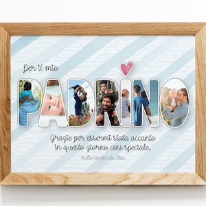 Quadretto regalo Padrino PDF, JPG -  regalo per il padrino di battesimo - godfather gift idea - poster - cutomised godfather gift