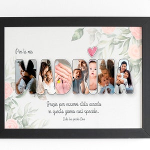 Quadretto regalo Madrina -  regalo per la madrina di battesimo - godmother gift idea - poster - cutomized godmother gift