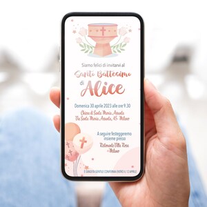 INVITO digitale BATTESIMO - invito per festa di Battesimo - invito Battesimo per WhatsApp, email e social - invito Battesimo per bambina