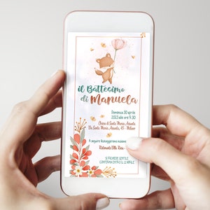 INVITO digitale BATTESIMO - invito per festa di Battesimo - invito Battesimo per WhatsApp, email e social - invito Battesimo tema volpe