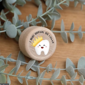 Scatolina per denti da latte, scatolina per dentini per la fatina dei denti, regalo per caduta primo dentino, scatola di legno per dentini