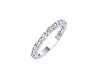 Elegant Diamond Eternity Band in White Gold – Dainty Stacking Ring