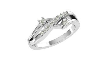 Twisted Infinity Diamond Ring in White Gold | 3D CAD Design | STL + 3DM