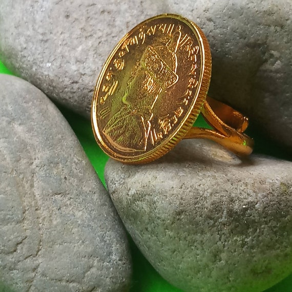Vergoldeter Ring handgefertigt verstellbar aus Original Münzen | Etsy