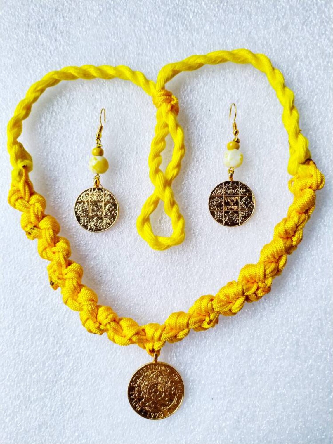 Necklace and Earrings Jewellery set of Bhutan coins and beads Etsy