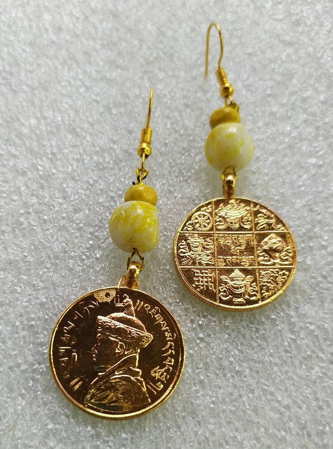 Necklace and Earrings Jewellery set of Bhutan coins and beads Etsy