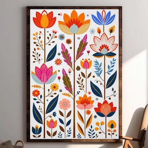 Scandinavian Wildflower Art: Boho Floral  Wall Decor Set of 1 - Framed, Canvas, or Art Prints