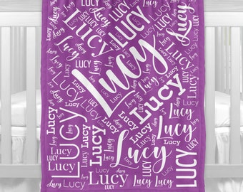 Purple Name Blanket, Personalized Girl Blanket, Baby Girl Shower Gift, Purple Baby Girl Blanket, Girl Toddler Name Newborn Baby Shower Gift
