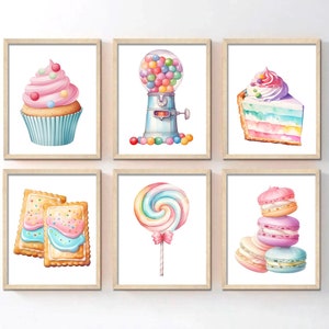 Dessert Wall Art Print: Colorful Candy Artwork, Set of 6