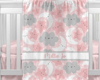crib clouds blanket personalized