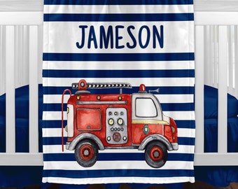 Fire Truck Blanket - Fire Truck Personalized Baby Boy Shower Gift - Boy Blanket Fire Truck Nursery Decor - Newborn Baby Shower Gift