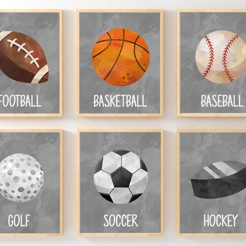 Sports Art Prints Teen Boy Room Decor Vintage Sports Wall Etsy