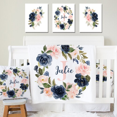 Floral Crib Bedding Set Girl Crib Bedding Personalized Baby Etsy