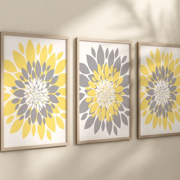 Yellow Gray Wall Art Etsy