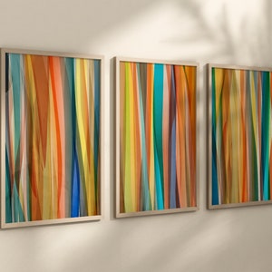 Colorful Wall Art Stripes Artwork Prints Framed Bright Color Stripes ...