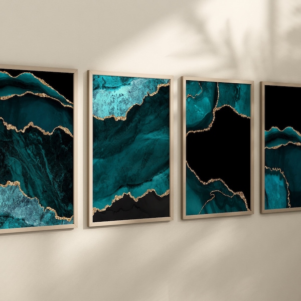 Dark Teal Wall Art Etsy
