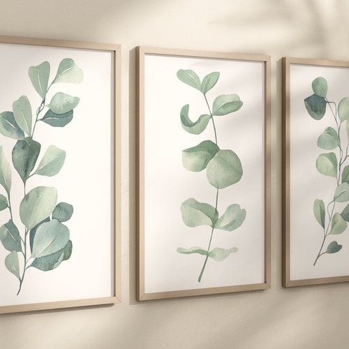 Eucalyptus Wall Art Set of 3 Prints Printable Botanical Wall Etsy