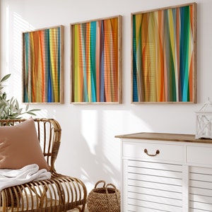 Colorful Wall Art Stripes Artwork Prints Framed Bright Color Stripes ...