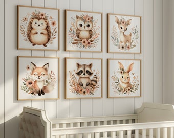 Heilkee Woodland Nursery Wall Art - Set Of 6 Unframed 8x10in Jungle Animal Prints For Kids Room - View #5