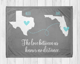 States Couple Blanket - States Gift - Girlfriend Gift Personalized Gift - Long Distance Relationship Blanket Gift - Boyfriend Gift Blanket