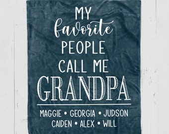 Grandpa Blanket - Father's Day Gift - Personalized Grandparent Gift - Gift from Grandkids Names - Custom Grandpa Blanket - Grandfather Gift