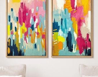 Abstract Wall Art: Colorful Artwork Office Decor - Set of 2 Framed, Canvas, or Art Prints