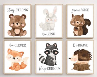 woodland animal canvas wall art