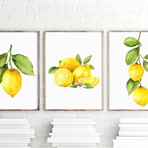 Home Décor Lemon Basket Watercolor Print Digital Download Lemon ...