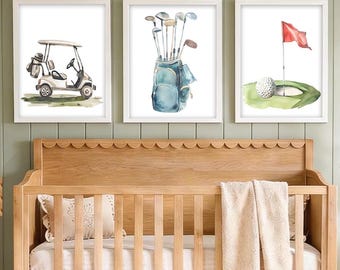 Framed Golf Wall Art - Golf Art Canvas Artwork - Golf Nursery Wall Decor - Golf Toddler Pictures - Golf Nursery - Golf Art Prints Set of 3