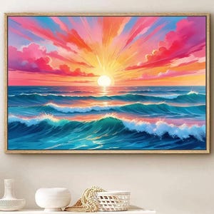 Sunset Beach Wall Art: Tropical Island Sunrise Decor Set of 1 - Framed, Canvas, or Art Prints WC