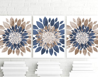 photo Navy Blue Wall Decor For Bedroom brown blue wall art etsy