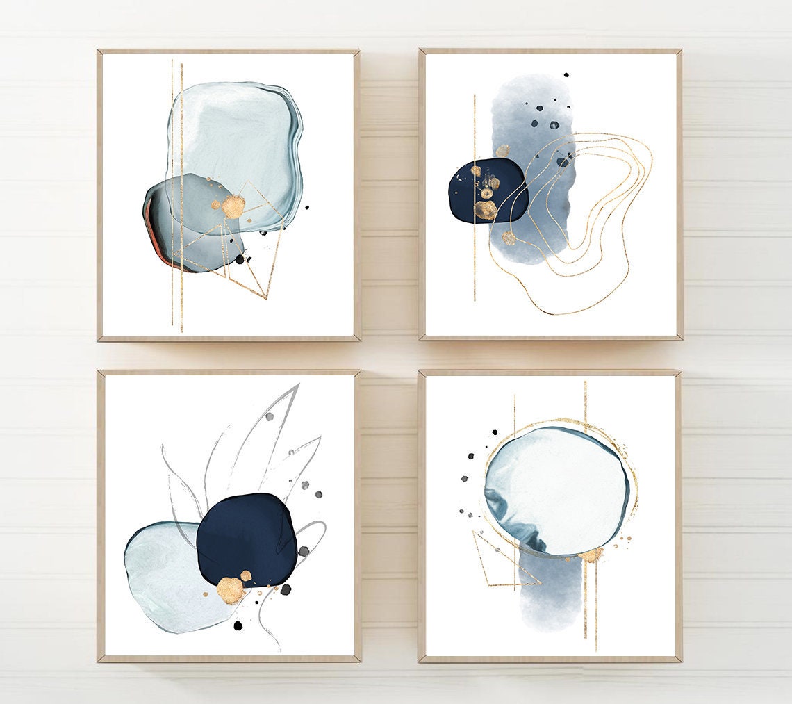 Navy Abstract Wall Art Navy Blue Abstract Art Prints or Etsy
