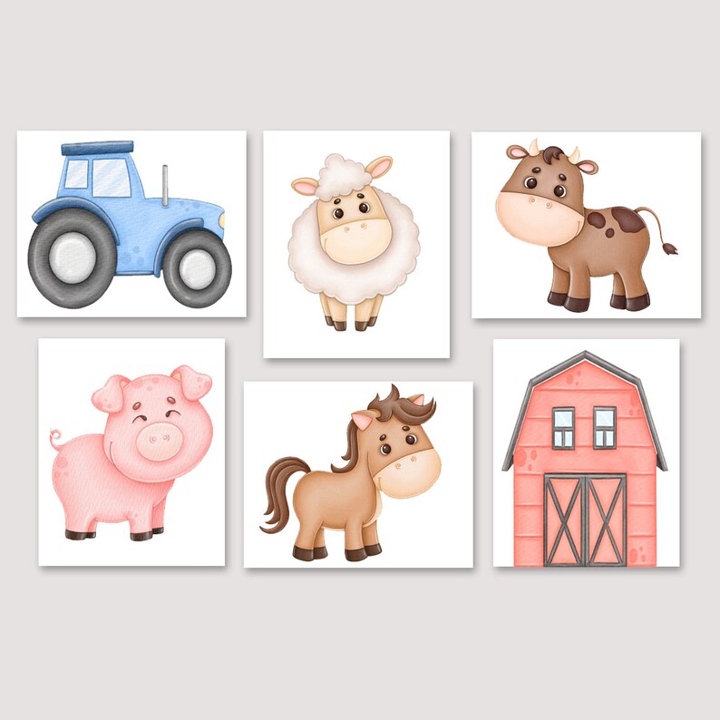 Farm Animals Wall Art Farm Animals Boy Nursery Wall Art Etsy