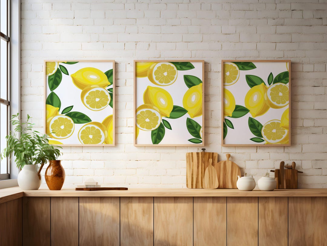 Lemon Wall Art Decor Set of 3 - Framed, Canvas, or Art Prints - Etsy