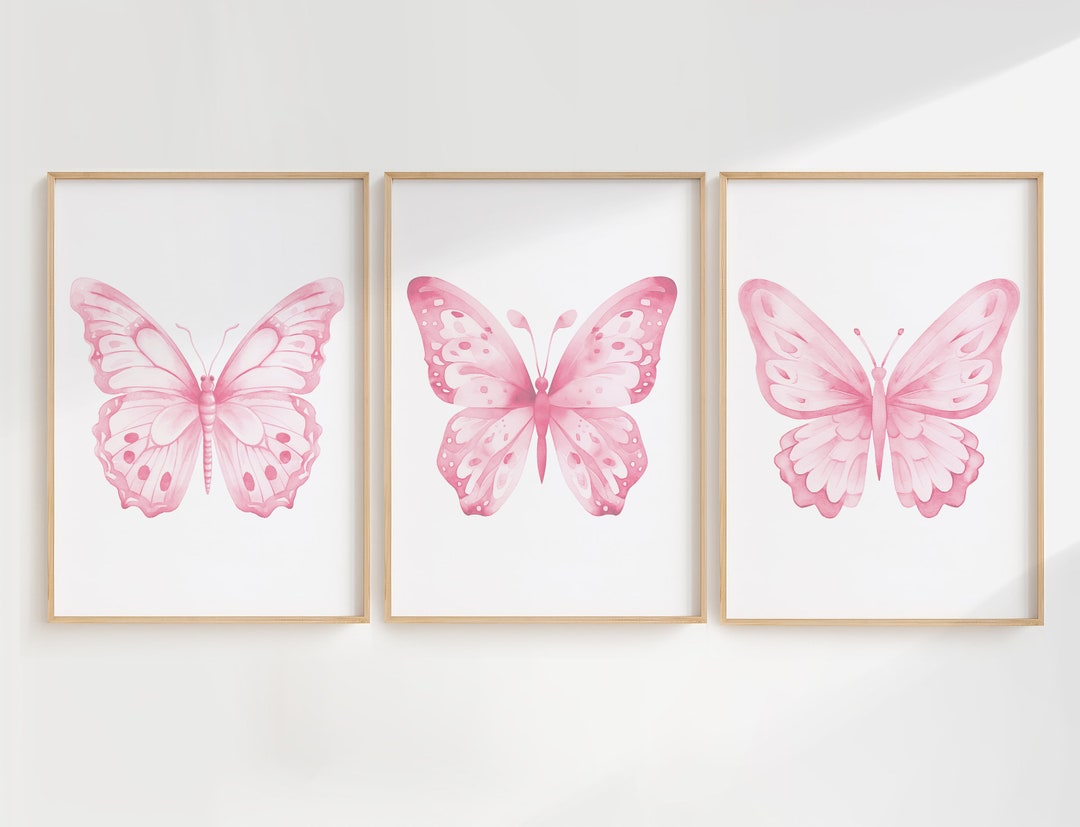 Pink Butterfly Wall Art Pink Butterfly Prints Framed Pink Watercolor