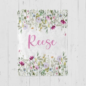 Personalized Wildflower Blanket: Floral Girl Nursery Bedding Gift image 3