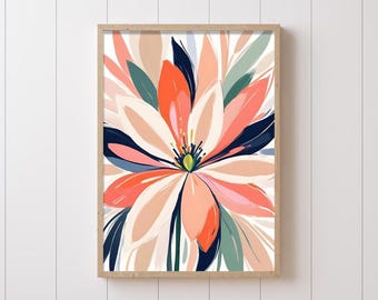 Quadro Su Tela Floreale 3 Pezzi – 40x50 Cm – Stampa Blu Navy E Ruggine Per Decorazione Parete Soggiorno, Camera, Bagno – RnnJoile - 4