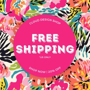 a pink circle with the words free shipping on it