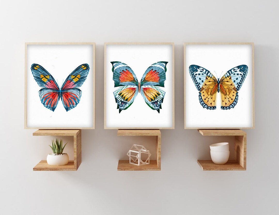 Butterfly Wall Decor, Antique Butterfly Wall Art Prints, Framed ...