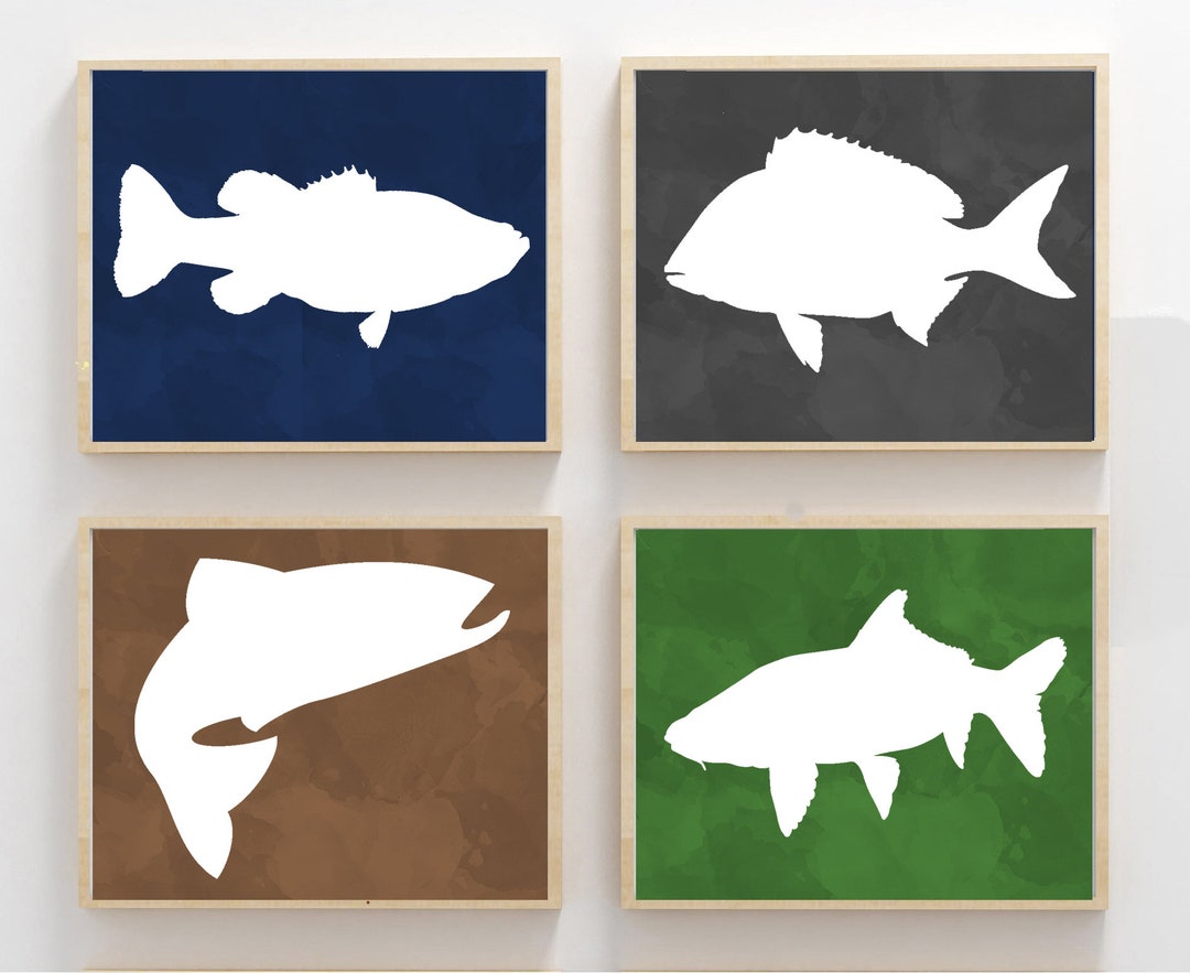 Fish Wall Art Lake Fish Theme Toddler Boy Bedroom Prints Lake House